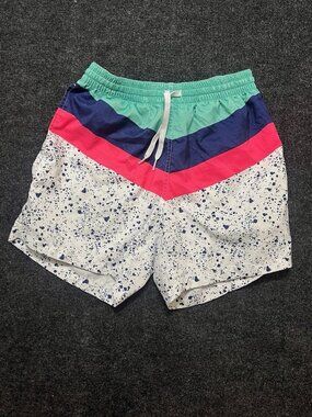 Chubbies Swim Trunks Shorts Mens M Pink Blue White Striped 5.5” Inseam